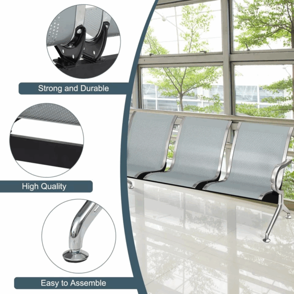 3-link non padded seat, 3 seater metal bench, three seater waiting chair, non cushioned link chair, public seating bench, office link chair, 3 seater link chair, metal link bench, airport waiting chair, non padded 3 seater bench, hospital waiting chair, reception link seat, lobby seating bench, school link chair, 3 seater visitor chair, durable link bench, 3 seat connected chair, non upholstered link bench, metal frame bench seat, public space seating, transit waiting seat, heavy duty link chair, waiting area bench, office waiting seat, metal bench with 3 seats, fixed seating bench, simple link bench, steel 3 link chair, powder coated link seat, non cushion bench, 3 seat modular chair, linked seating system, public hall bench, commercial seating solution, welded frame link chair, durable non padded chair, institutional bench seat, row seating bench, conference hall bench, functional link seating, high-traffic area seating, office corridor chair, multipurpose 3-link seat, linked reception seating, connected seating bench, ergonomic link bench