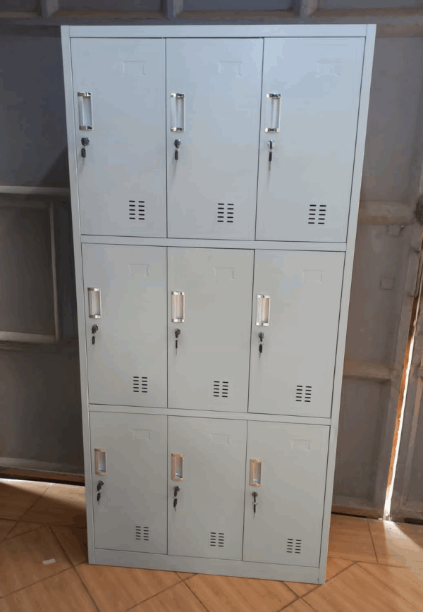 sleek 9-door office locker, 9-door storage locker, office locker with 9 compartments, modern 9-door metal locker, steel 9-door cabinet, multi-door office storage locker, 9-door employee locker, compact 9-door locker cabinet, secure 9-door office storage, sleek metal locker with 9 doors, 9-compartment office locker, 9-door personal storage locker, modular 9-door locker unit, 9-door locker for staff rooms, industrial 9-door locker cabinet, vertical 9-door locker for office, 9-locker cabinet for workplace, contemporary 9-door locker design, slim 9-door locker system, durable 9-door security locker