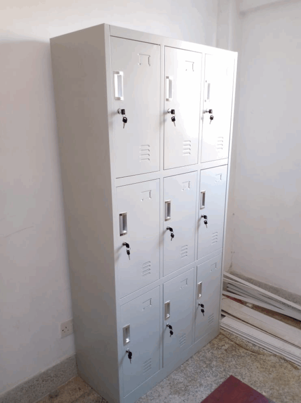 sleek 9-door office locker, 9-door storage locker, office locker with 9 compartments, modern 9-door metal locker, steel 9-door cabinet, multi-door office storage locker, 9-door employee locker, compact 9-door locker cabinet, secure 9-door office storage, sleek metal locker with 9 doors, 9-compartment office locker, 9-door personal storage locker, modular 9-door locker unit, 9-door locker for staff rooms, industrial 9-door locker cabinet, vertical 9-door locker for office, 9-locker cabinet for workplace, contemporary 9-door locker design, slim 9-door locker system, durable 9-door security locker