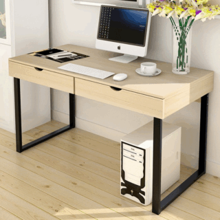 Metal Frame Office Desk With 2 Drawers