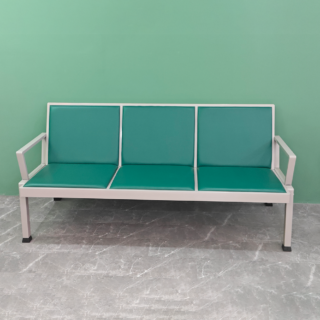 Metal Frame 3 Seat Office Bench