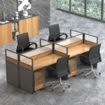 4-Way Brown Office Workstation - Image 2