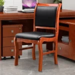 Wooden Frame Leather Office Chair - Image 8