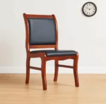Wooden Frame Leather Office Chair - Image 4