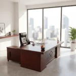 200cm Mahogany Office Desk - Image 2