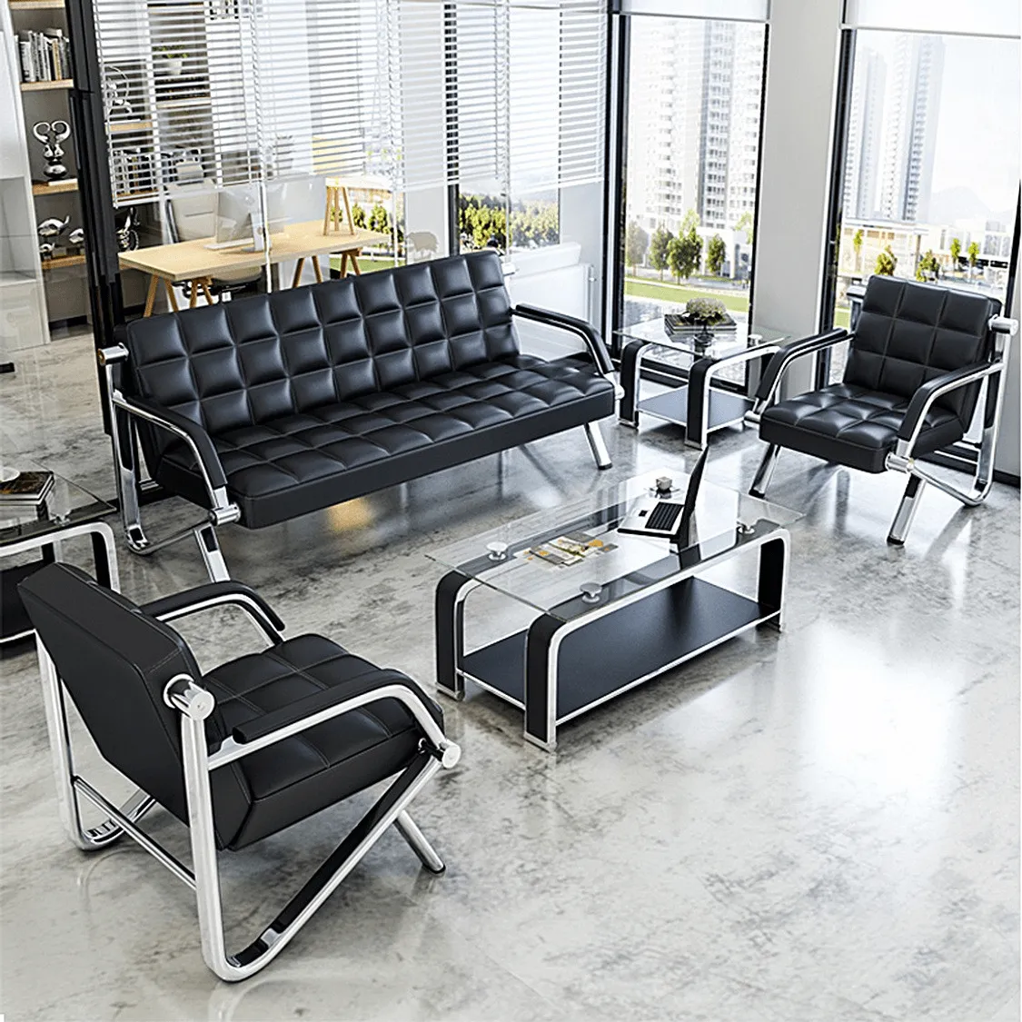 Office-Sofa-102.webp Durable Fabric Reception Sofa - Image 1