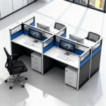 4-Way Brown Office Workstation - Image 8