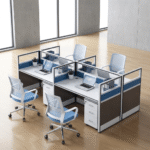 4-Way Brown Office Workstation - Image 9