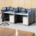 4-Way Brown Office Workstation - Image 6